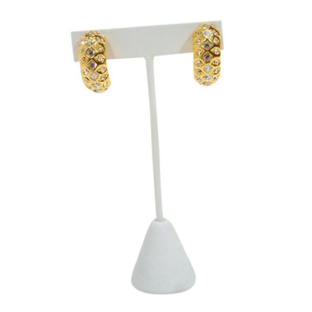 Dior Crystal Gold Half Moon Earrings